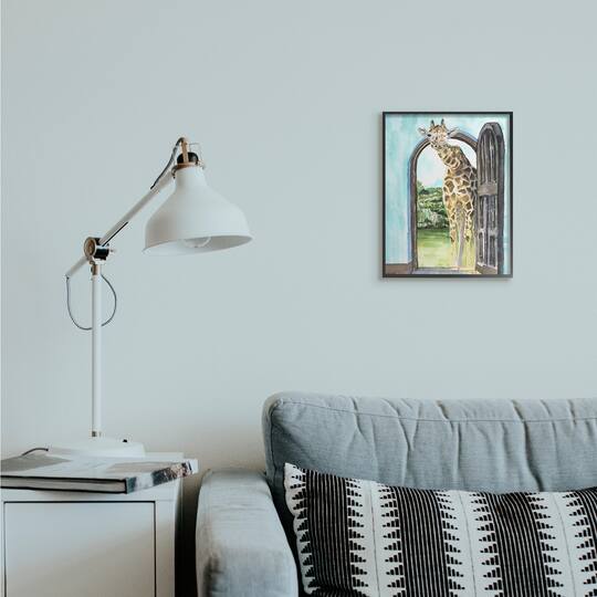 Stupell Industries Giraffe Through Doorway Wall Art in Frame